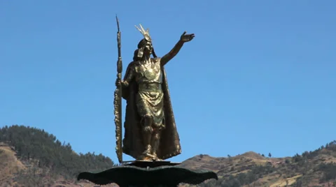 Peru Cusco statue of Inca Stock Footage 39738462