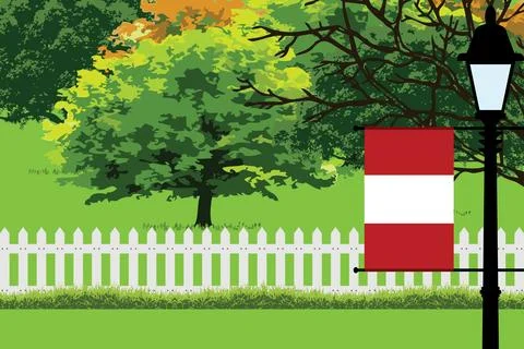 Peru Day Trees Lamp Vector Illustration Stock Illustration