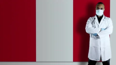 Peru doctor with flag Video stock 153379987