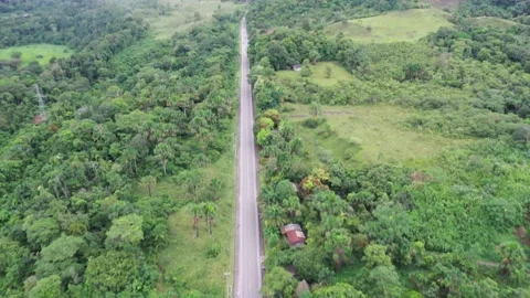 Peru drone view of empty highway in Ucayali Aguaytia amazon Video stock 135369075
