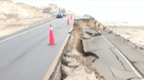 Peru Earthquake fallen bridge Stock Footage 289693
