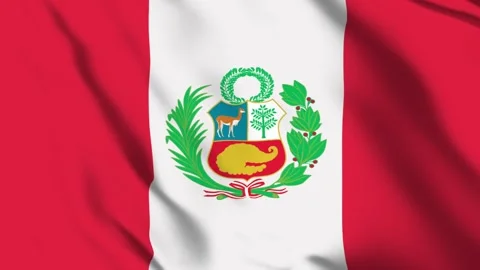 Peru Flag 4K Animation Red and White with National Emblem in Motion Stock-Footage 313763277