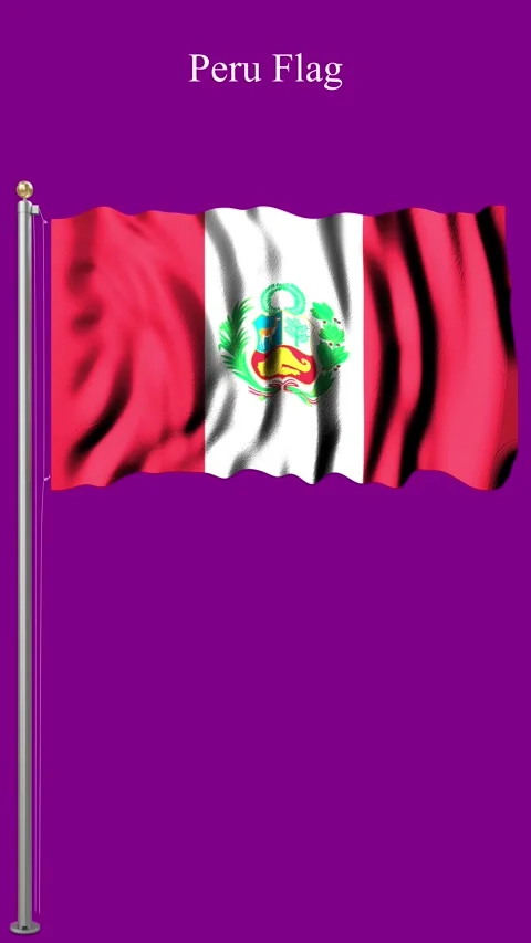 Peru Flag 4K Animation Red and White with National Emblem in Motion Video stock 335735166