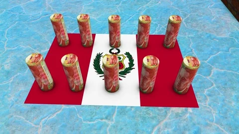 Peru Flag - 50 Sol Currency Concept - 2 Stock Footage 269779506