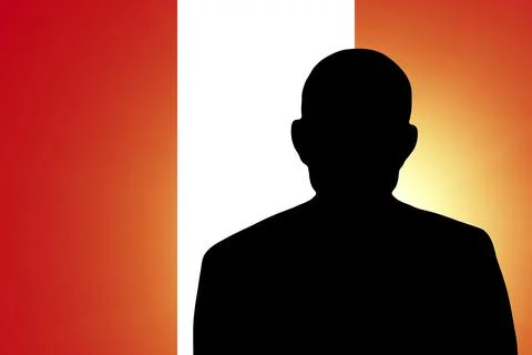 The Peru flag and the silhouette of an unknown man Stock Illustration