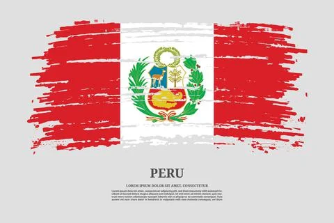 Peru flag with brush stroke effect and information text poster, vector Illustrazione stock