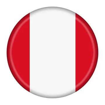 Peru flag button 3d illustration with clipping path Stock Illustration