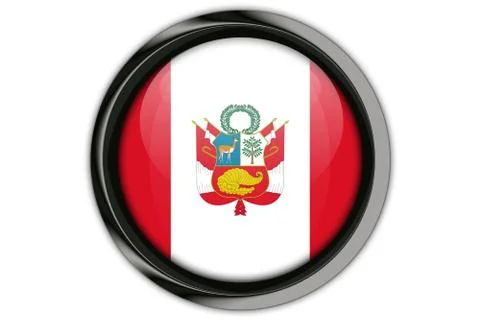 Peru  flag in the button pin Isolated on White Background 스톡 사진
