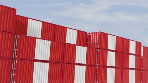 Peru flag containers are located at the container terminal. Stock Footage 155459561