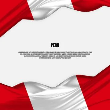 Peru flag design. Waving Peru flag made of satin or silk fabric. Stock Illustration