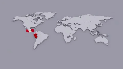 Peru Flag on Extruded World Map Stock Footage 346317216