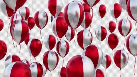 Peru Flag On The Flying Balloons Video stock 314671045