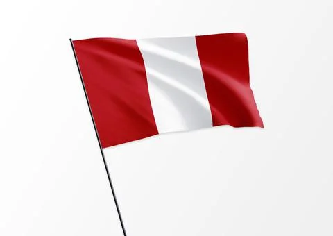 Peru flag flying high in the isolated background Peru independence day Stock Illustration