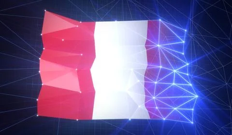 Peru - Flag with Glowing Cyberspace Grid Stock Illustration