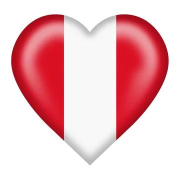 Peru flag heart button isolated on white with clipping path 3d illustration Stock Illustration
