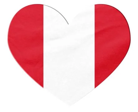 Peru flag heart shape representing love country Stock Illustration