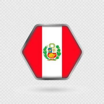Peru flag in a hexagon frame. Stock Illustration