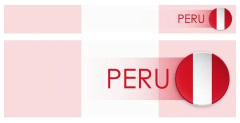 Peru flag horizontal web banner in modern 스톡 일러스트