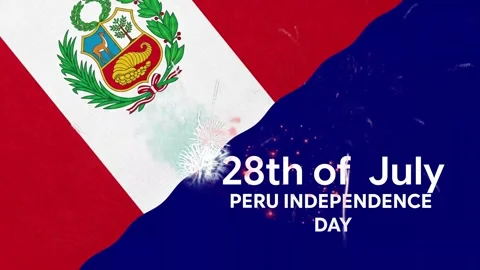 Peru Flag Independence Day July 28 Text Animation Background Stock Footage 339543122