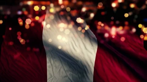 Peru Flag Light Night Bokeh Abstract Loop Animation 4K Stock Footage 47621462