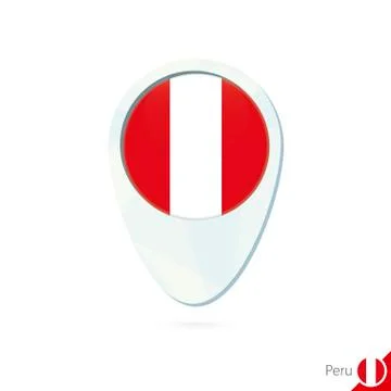 Peru flag location map pin icon on white background. Stock Illustration