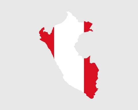 Peru Flag Map. Map of the Republic of Peru with the Peruvian country banner 库存插图