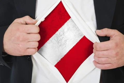 The Peru flag painted on the chest of a man Stock Illustration
