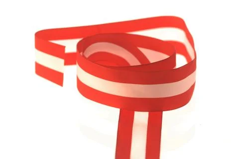 Peru flag, peruvian colored ribbon with white background Stock Photos
