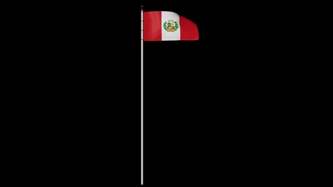 Peru Flag on Pole with Alpha Channel Video stock 87254452