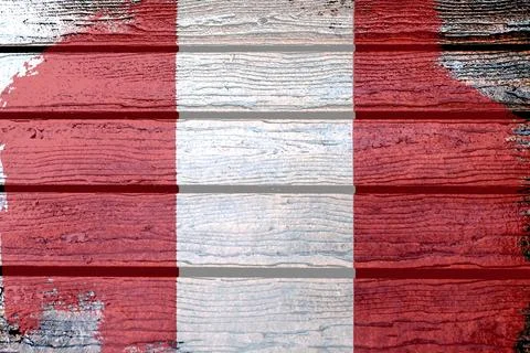 Peru flag - realistic looking flag on a wooden surface Stock Illustration