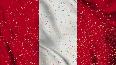 Peru flag seamless animation with paper confetti Video stock 223339967