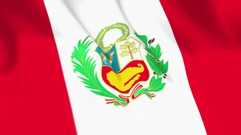 Peru Flag Seamless Loop 4k 60fps on Sky Background Stock Footage 340350063
