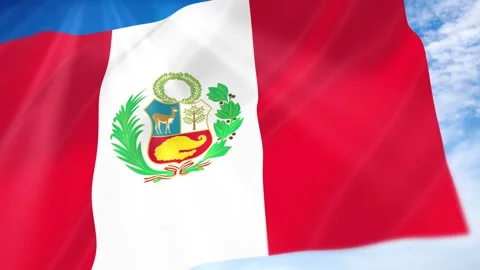 Peru Flag Seamless Loop 4k 60fps on Sky Background Stock Footage 341676381