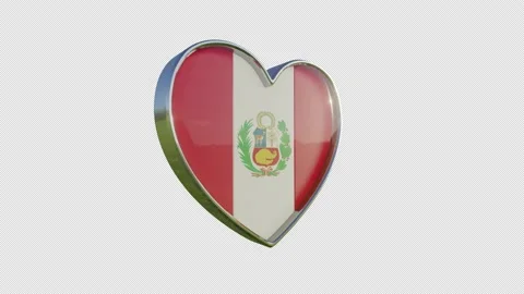 Peru Flag in the Shape of 3D Heart. Video stock 136413882
