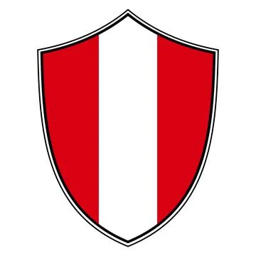Peru flag shield emblem red white vertical tricolor national identity heral.. Stock Illustration