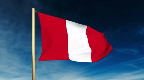 Peru flag slider style. Waving in the win with cloud background animation 스톡 동영상 48629835
