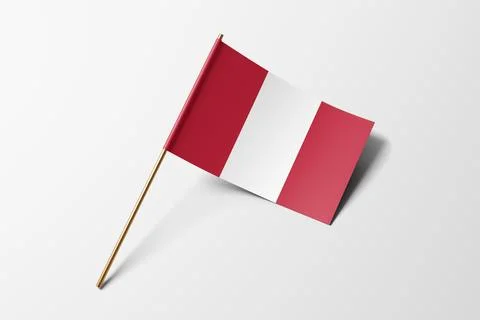 Peru flag of small paper, isolated on white background Stock Illustration
