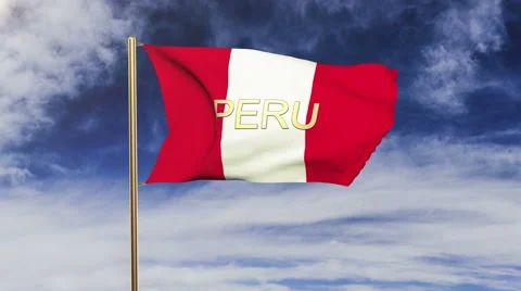 Peru flag with title waving in the wind. Looping sun rises style.  Animation Stock-Footage 48635651