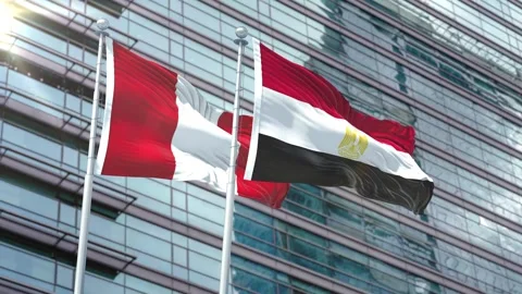 Peru Flag VS Flag of Egypt Stock Footage 343601020