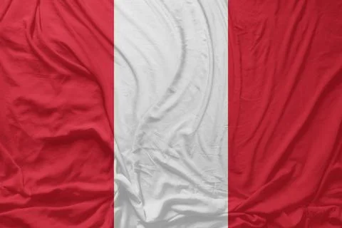 Peru Flag Waves in Mild Wind CloseUp Stock Photos