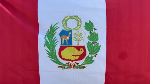 Peru Flag waving close up Video stock 337864209