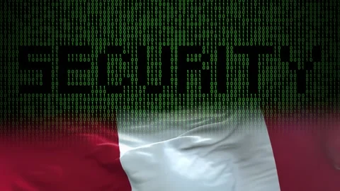 Peru flag - Waving flag on matrix binary code background Stock Footage 321422488