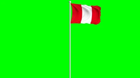 Peru Flag Waving Fluttering on Wind Loopable Green Blue Screen Matte Stock Footage 77573797