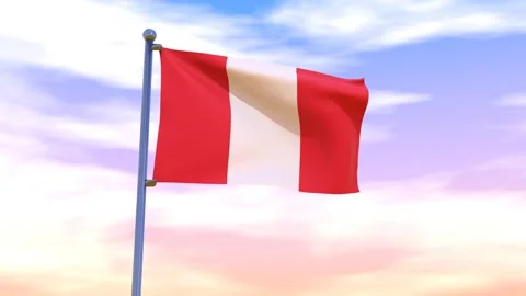 Peru Flag waving in the high wind Stock Footage 154873471