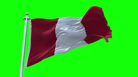 Peru Flag Waving in Loopable and Textured green screen background Stock Footage 296876137