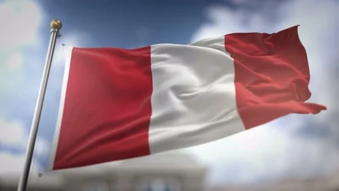 Peru Flag Waving Slow Motion 3D Rendering Blue Sky Background - Seamless Lo.. Stock Footage 75501253