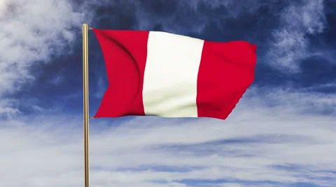 Peru flag waving in the wind. Green screen, alpha matte. Loopable animation 스톡 동영상 48635440