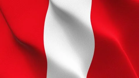 Peru flag waving on wind. Stock Illustration