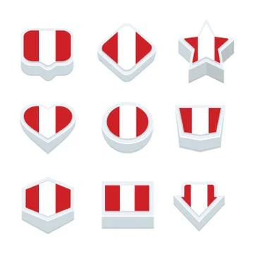 Peru flags icons and button set nine styles Stock-Illustration