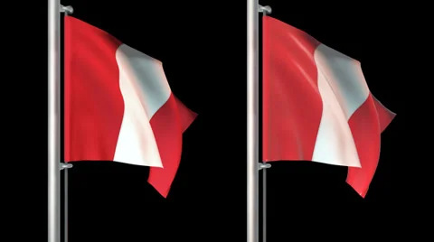 Peru flags loop pack 3 in 1 with background and loop 7sec Stock Footage 36750349